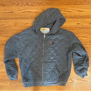 Aviator Nation Heather Grey Relaxed Fit Quilted Zip Hoodie